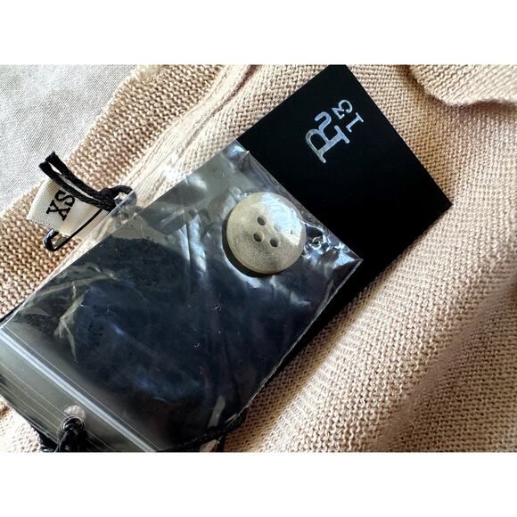 R13 Distressed Baby Cropped 100% Merino Wool Cardigan In Tan New Size XS - Picture 6 of 9